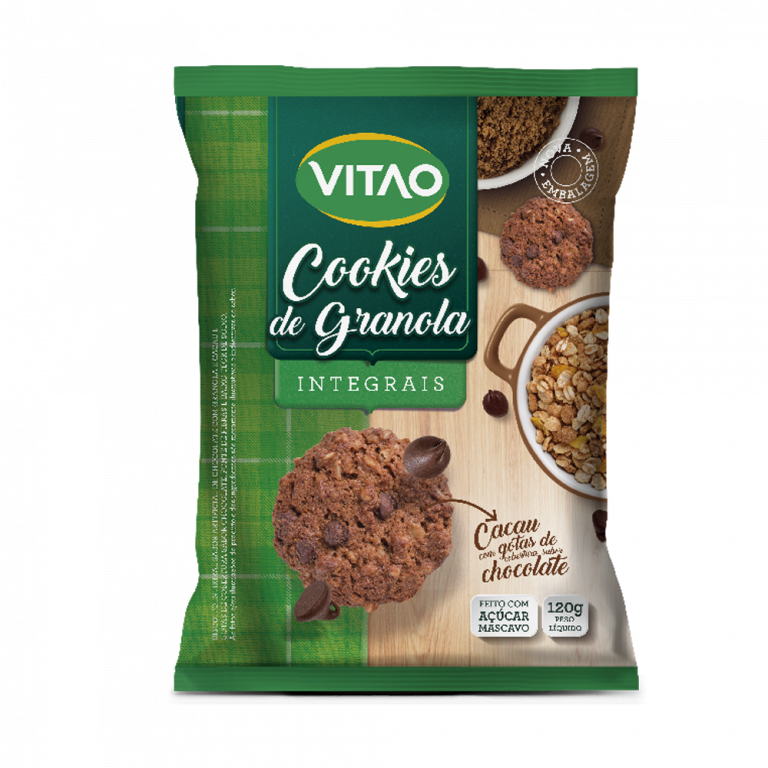 Cookies Integrais de Granola Cacau Com Gotas de Chocolate Vitao 120g